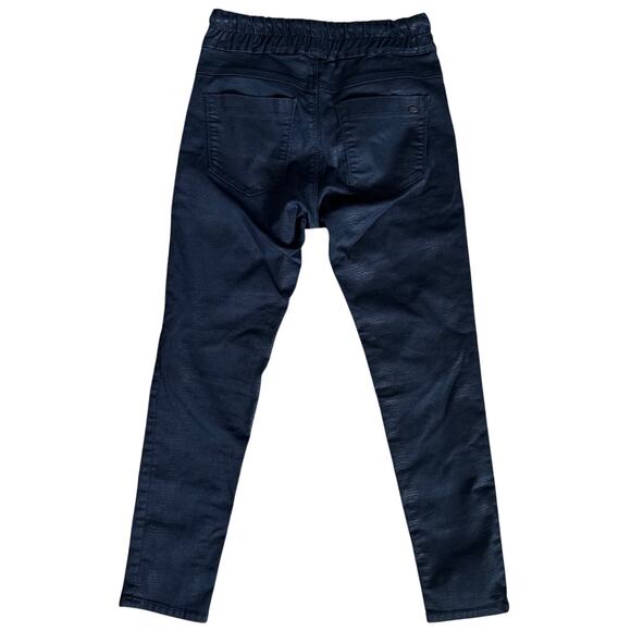 Bevy Flog Shely Iridescent Metallic Snake Print Drawstring Pants Navy Size 25 - Picture 4 of 9